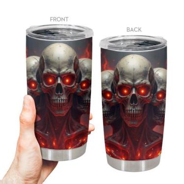 Imagem de Caneca de viagem Oasisdream Tumbler 600 ml com estampa de caveira