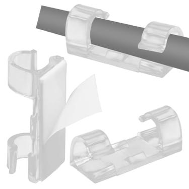 Imagem de Jiozermi 40 clipes autoadesivos transparentes para cabos (médios e grandes), clipes de gerenciamento de fio de cabo com suporte de parede adesivo 3M para mesa, parede, TV, câmera de painel de carro