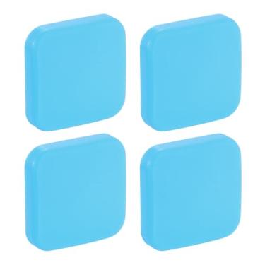 Imagem de Protetor de parede de batente de porta, 4 peças de silicone macio, protetor de maçaneta de porta autoadesivo quadrado para escritório em casa, azul