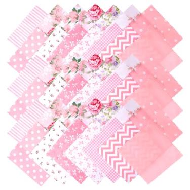 Imagem de Ymapinc 42 pacotes de berloques rosa para quilting - quadrados de tecido pré-cortados de 13,5 x 13 cm para trabalho de costura, lindos quadrados de tecido de algodão de retalhos florais