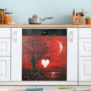 Imagem de ATTX Capa magnética para lava-louças Dia dos Namorados | Adesivo decorativo de eletrodomésticos de 58 x 66 cm para armários domésticos e eletrodomésticos #89