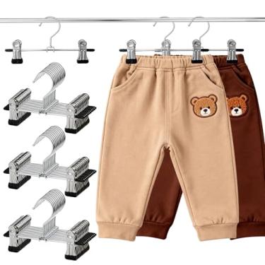 Imagem de Pacote com 50 cabides para calças de bebê com clipes, antiderrapantes que economizam espaço para calças, saias, cabides infantis para recém-nascidos e organizador de armário