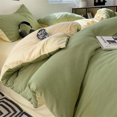 Imagem de Conjunto de cama de algodão com bolhas, algodão lavado, respirável e suave para a pele, conjunto de capa de edredom em jacquard para cama de solteiro, 12, 1,8 m, conjunto de 4 peças