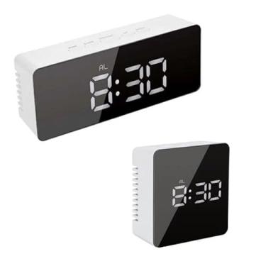 Imagem de Relógio de Alarme com Espelho Criativo Maquiagem LED Bateria Plug-in Dois Usos para Estudantes Uso Diário em Casa Fácil Usar Conveniente Alta Durabili