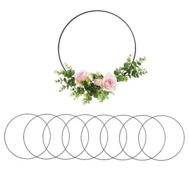 Imagem de YDJIANCAI 3 peças de argolas de guirlanda de metal preto, anéis de apanhador de sonhos para pendurar na parede DIY, decoração de casamento, bordado floral e suprimentos de artesanato em macramê