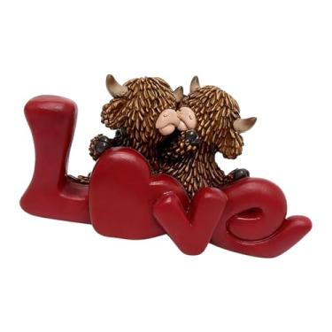 Imagem de Generic Estatueta de touro Terras Altas da Escócia em resina, peça decorativa criativa para mesa, ideal para cafeteria ou escritório, com Amor