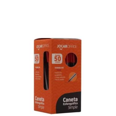 Imagem de Caneta Esf.Simples Media Caixa C/50 Unidades Jocar Office, Vermelho
