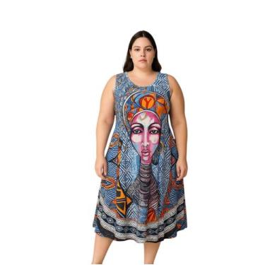 Imagem de Vestido Trapézio De Viscose Plus Size Mulher Africana Verão - Breeza S