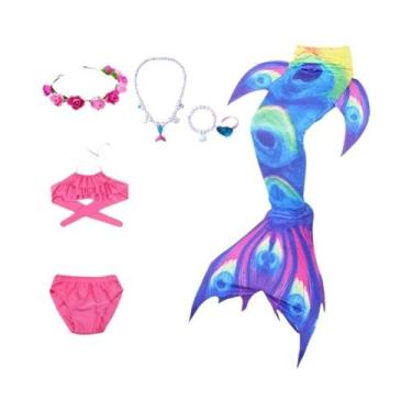 Imagem de Fantasia De Cauda De Sereia Para Meninas, Tecido Altamente Elástico E 