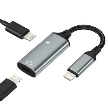 Imagem de Divisor de fone de ouvido Lightning (2 em 1) para iPhone 14 13 Pro Max para carregador adaptador de tomada de áudio para certificação Apple MFi Dual Aux Cable Dongle Conector de fone de ouvido de