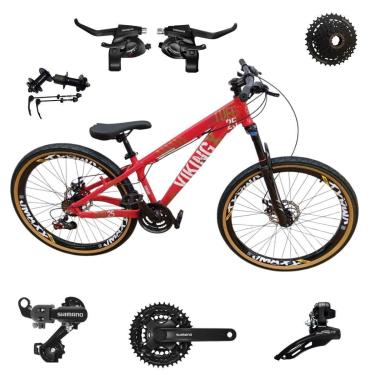 Imagem de Bicicleta 26 VikingX T25 24v Shimanos Cubo e Catraca K7 Pneu Aro 26 Balão Faixa Amarela-Unissex