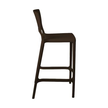 Imagem de Banqueta Alta para Bancada e Cozinha Marrom Café Empilhável Marte em Polipropileno Acrilys