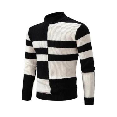 Imagem de Suéter Masculino De Tricô Quente Com Gola Casual Para Outono E Inverno