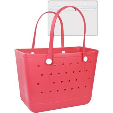 Imagem de Uwyriwooq Sacola de praia feminina, bolsa de praia de borracha, impermeável, à prova de areia, sacola extra grande de EVA, Vermelho, X Large, Bolsa de praia