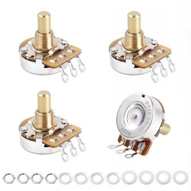 Imagem de Banworks Latão A250K Imperial 9,5 mm Rosca Tamanho Completo Potenciômetro Sólido Eixo Curto (15,9 mm Comprimento) Áudio Taper Guitarra Elétrica Potenciômetro para Gibson Les Paul/SG Fender Strat/Tele
