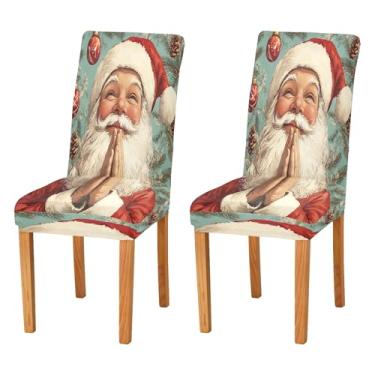 Imagem de SEHANY Conjunto de 4 capas de cadeira de gnomo de Papai Noel para sala de jantar, elástico, removível e lavável, para cozinha, hotel, festa, decoração de Natal
