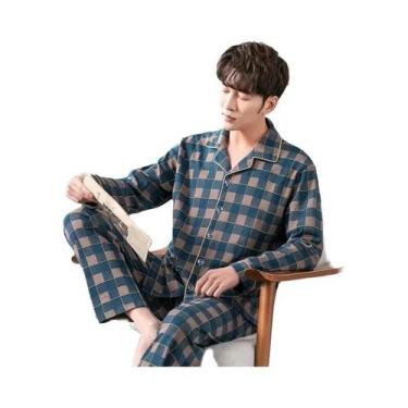 Imagem de Conjunto De Pijama Masculino De Manga Longa E Calças Longas Para Prima