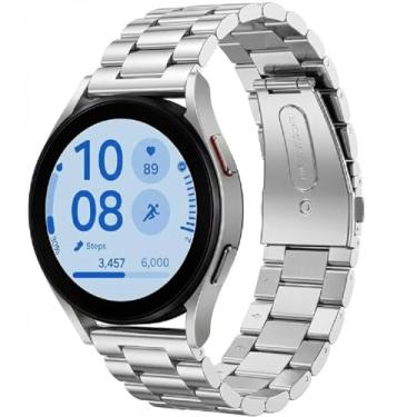 Imagem de Pulseira de Aço Inoxidável (PRATA) para Samsung Galaxy Watch 7/6 / 5/4 / FE/Active 2 – Metal 20mm Engate Rápido