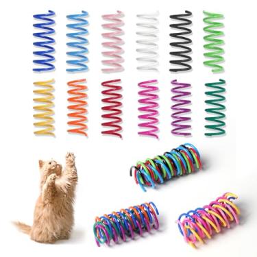 Imagem de Kitys Fatch 12 peças de brinquedos de mola de gato de 12 cores para gatos internos, molas helicoidais interativas para brincar sozinho, mola espiral de plástico pesado durável, caça, mordida, golpe