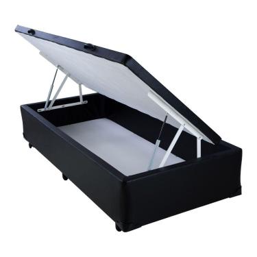 Imagem de Cama Box Baú Solteiro Americano Mega Corino Black - 096x203