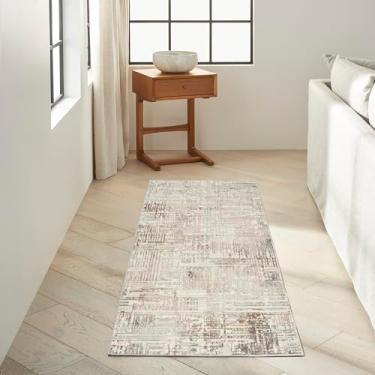 Imagem de Calvin Klein Ck005 Tapete de área abstrato encantador creme cinza 2'3" x 2,80 m, fácil limpeza, sem derramamento, quarto de cama, sala de estar, sala de jantar, cozinha (2x7)