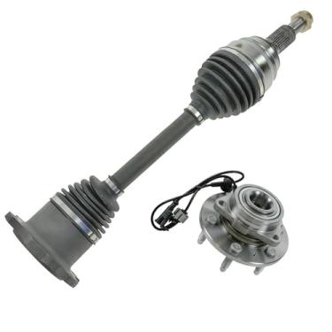 Imagem de TRQ Kit de direção de 2 peças com cubo de roda e conjunto de rolamento com eixo CV para Chevy Silverado 1500 Suburban Tahoe Avalanche GMC Sierra 1500 Yukon Cadillac Escalade 2007-2013