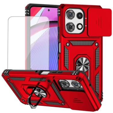 Imagem de Vokuha Capa para Moto G Power 5G 2025 / Moto G Play 5G 2025 com protetor de tela de vidro temperado e capa deslizante para câmera, anel de rotação de 360°, capa magnética para Motorola Moto