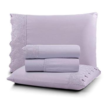 Imagem de Jogo de Cama Nobless King 04 Peças 100% Poliéster - Bruma Lilas - BIA 