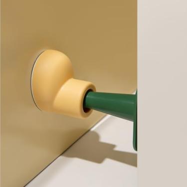 Imagem de Rolha de porta de borracha, autoadesivo bonito em forma de bota, sem batente magnético, suporte de porta de casa não precisa perfurar trava de porta, verde e amarelo