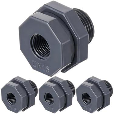 Imagem de Maasechs 4 peças de encaixe de anteparo de 1/2 polegada conector de tanque de água PVC encanamento anteparo de tubulação NPT para barris de chuva, tanques de água, aquários, banheiras, piscinas
