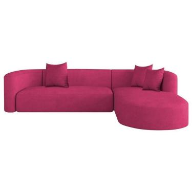 Imagem de Sofá Modular Celinne Luxuoso Sala De Estar Decoração Luxo 265cm Suede Cor Pink