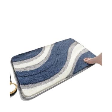 Imagem de Cobertor absorvente tapete de banheiro antiderrapante tapete de banheiro tapete de porta vaso sanitário tapete de porta absorvente de água pé macio (azul escuro, 40 cm x 60 cm)