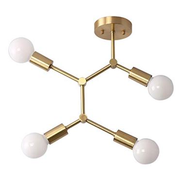 Imagem de Lustre de teto moderno Modo Lighting, estilo industrial meados do século, com 4 lâmpadas e design Sputnik.