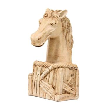 Imagem de Generic Enfeite de mesa com cabeça de cavalo, escultura nórdica de animal, decoração para o Ano Chinês, ideal para quarto, armário ou estante, Imitação de Madeira