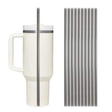Imagem de Kit 10 Canudos Substituição Reutilizaveis 31cm, Cores, Compatível com Copo Térmico Quencher 1,2L (40oz) (Preto)