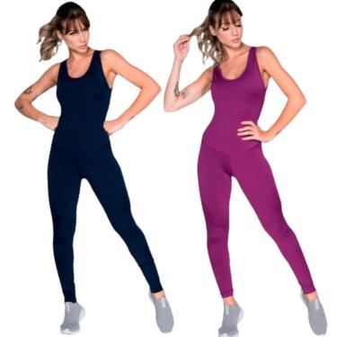 Imagem de KIT 2 Macacão Fitness Liso Serra e Mar Sem Bojo Suplex Roupa para Academia Treino Moda Feminina-Feminino