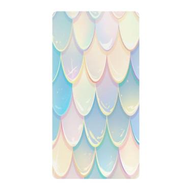 Imagem de Blueangle Lençol de berço padrão para berço infantil - Lençóis de algodão macio e respirável com escamas de sereia (12)