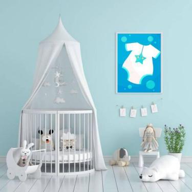 Imagem de Quadro Barquinho Body Bebê Azul 24X18Cm Branco