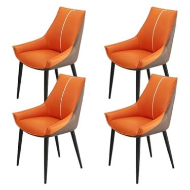 Imagem de Conjunto de 4 cadeiras de jantar modernas - Cadeiras de cozinha de couro sintético com pernas e encosto de metal - Cadeiras laterais confortáveis para sala de estar e quartos - Preto