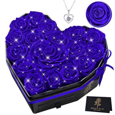 Imagem de MARTINE MALL 17 flores eternas para entrega, presentes para ela rosas reais preservadas em uma caixa, presentes de aniversário de dia dos namorados para mulheres, mãe, namorada, esposa, flor eterna