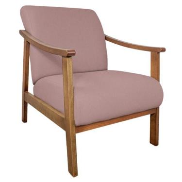 Imagem de Poltrona Liz Base Madeira Linho - Amarena Móveis, Rosê