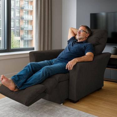 Imagem de Poltrona Cadeira Papai Mamãe Idoso Reclinável E Retrátil Bellagio Marrom