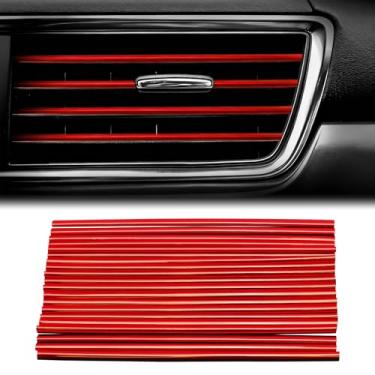 Imagem de 20 peças de tiras de decoração de ar condicionado para carro, saída de saída de ar automotiva, tiras de acabamento faça você mesmo, acessórios de decoração de carro para a maioria dos carros, vermelho