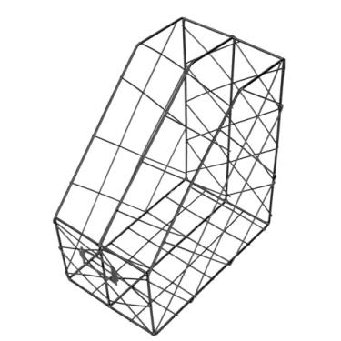 Imagem de Suporte para revistas de mesa Geometria simples metal que economiza espaço Mesa organizador de arquivos de revistas Solução de armazenamento de pasta de documentos para biblioteca (2 compartimentos