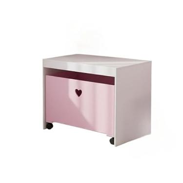Imagem de Organizador de Brinquedos Bancada 1 Gaveta Com Rodinhas em MDF(Rosa,Coração)