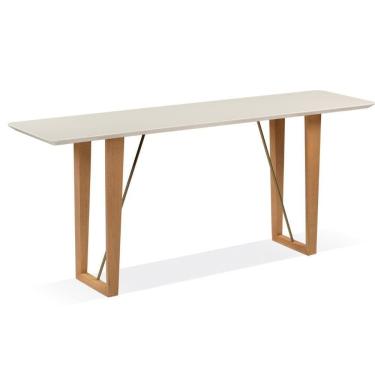 Imagem de Aparador Roma Univ 180 Cm Tampo De Madeira Amêndoa Com Vidro Colado Branco Base Metalizada Dourado