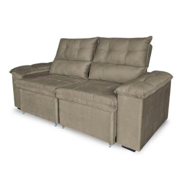 Imagem de Sofá Retrátil E Reclinável 2 Lugares Verona 1,50m- élpis Móveis Veludo Capuccino
