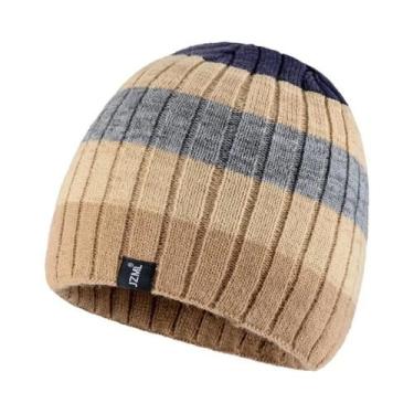 Imagem de Gorro Tricotado Unissex Com Listras Coloridas Para Inverno, Casual, Es