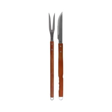 Imagem de Kit para Churrasco Inox Cabo de Madeira Grande 2 Peças Bel - 256700