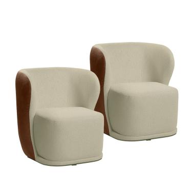 Imagem de Kit 2 Poltronas Cork com Manta Acrilica Movellu Home